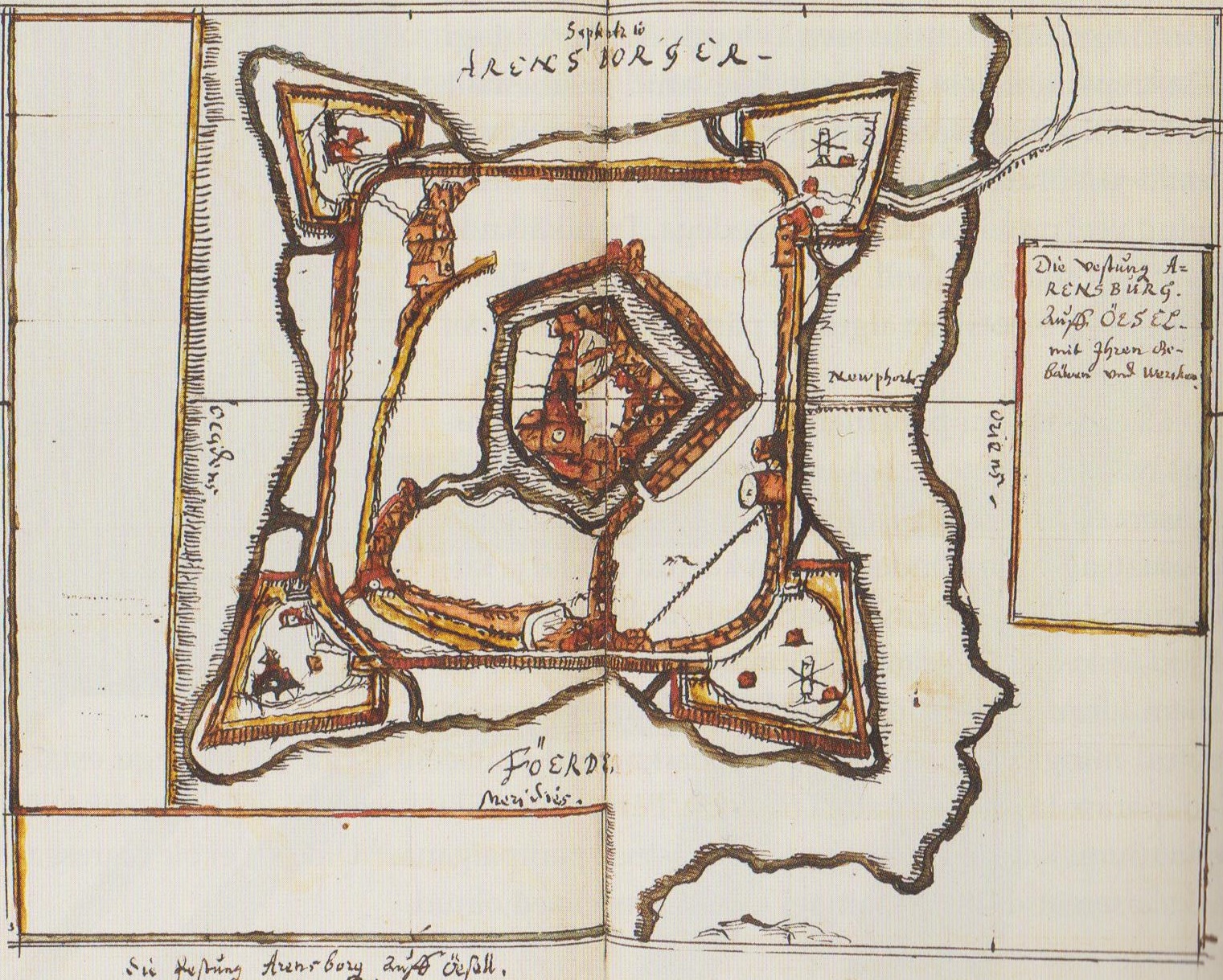 Самый старый план бастионов Курессааре, составленный Иоганном Мейером в 1630-1640 гг